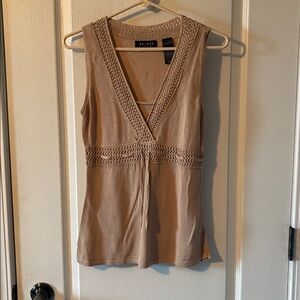 Beige Sleeveless Knit Top